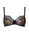 Stylish bra made ​.​.of fine, black synthetic  - Luxurious bra in a lace look - With nude-colored soft cups for a dream d?collet? - With narrow, adjustable straps - Best when you want to set off a wide neckline - Perfect, snug fit - Looks sexy AND elegant at the same time - Goes under all dark, not too tight outfits