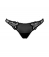 Sultry black lace-trim thong - Turn up the heat in the boudoir with this sexy thong - Gorgeous feather detail and scalloped lace accents - Perfect under any outfit - Made by La Perla, the high-end lingerie company loved by A-list celebrities