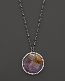 Diamonds circle faceted purple charoite set in blackened sterling silver. By Di Massima. Diamonds circle faceted purple charoite set in blackened sterling silver. By Di Massima.