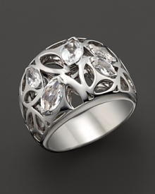 A bold sterling silver ring set with faceted rock crystals. By Di MODOLO. A bold sterling silver ring set with faceted rock crystals. By Di MODOLO.