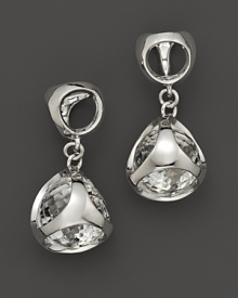 Bold sterling silver earrings, gleaming with rock crystal, are elegant showcases for Di MODOLO's iconic Triadra design. Bold sterling silver earrings, gleaming with rock crystal, are elegant showcases for Di MODOLO's iconic Triadra design.