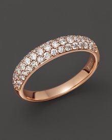 Pavé-set diamond band in 14K. rose gold. Pavé-set diamond band in 14K. rose gold.