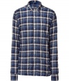 Stylish petrol plaid long sleeve shirt - This urban-meets-rugged cotton and polyester blend shirt is perfect for fall - Try this with an of-the-moment retro wool coat and dark blue jeans - Style with relaxed fit jeans and brogues for classic cool