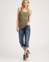Lightweight stretch denim, skinny fit and rolled at the hem for the perfect spring crop.THE FITSkinny fitRise, about 7¾Inseam, about 23THE DETAILSZip flyFive-pocket styleSignature stitch back pockets87% cotton/12% polyester/1% spandexMachine washMade in USA of imported fabricModel shown is 5'9 (175cm) wearing US size 4.