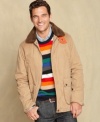 Your rugged look gets some heritage appeal with this full zip jacket with faux shearling collar from Tommy Hilfiger.