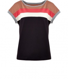 Work a cool colorblock into your edgy Downtown look with Marc by Marc Jacobs bold striped top - Wide neckline, dolman short sleeves, grey trim - Loosely fitted - Wear with skinnies, flats and a crossbody bag Work a cool colorblock into your edgy Downtown look with Marc by Marc Jacobs bold striped top - Wide neckline, dolman short sleeves, grey trim - Loosely fitted - Wear with skinnies, flats and a crossbody bag