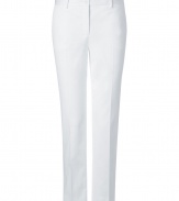 With a pristine tailored cut and trend-right hue, Jil Sander Navys white pants are an essential new-season staple - Side and buttoned back slit pockets, zip fly, button closure, belt loops - Slim, straight leg - Wear with a bright button-down, heels and a leather tote