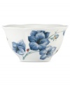 Now in bloom. The Butterfly Meadow Blue cereal bowl from Lenox features the sturdy, scalloped porcelain of original Butterfly Meadow dinnerware but with oversized agapanthus and other new blossoms in shades of blue.