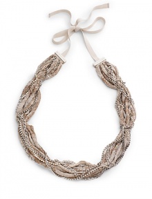 THE LOOKSilver-tone and crystal chains with partially covered Mamba print crinkle chiffonRibbon tie closure THE FITAbout 27 long10MM grosgrain tieTHE MATERIALChain: BrassTrim: SilkClosure: Viscose rayon ORIGINImported THE LOOKSilver-tone and crystal chains with partially covered Mamba print crinkle chiffonRibbon tie closure THE FITAbout 27 long10MM grosgrain tieTHE MATERIALChain: BrassTrim: SilkClosure: Viscose rayon ORIGINImported