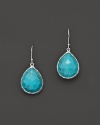 From the gemstone collection, small teardrop earrings feature faceted turquoise stones. Designed by Ippolita.