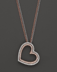 Diamond Heart Pendant Necklace in 14K White and Rose Gold, .30 ct. t.w., 18 Diamond Heart Pendant Necklace in 14K White and Rose Gold, .30 ct. t.w., 18
