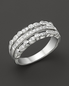 Diamonds set in a multi-row 14K. white gold band. Diamonds set in a multi-row 14K. white gold band.