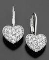 Let your love shine through with these gloriously gorgeous heart earrings by CRISLU. Featuring round-cut pave cubic zirconia (3/4 ct. t.w.) set in sterling silver. Approximate drop: 3/4 inches.