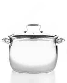 Providing plenty of room for hearty soups, stews and stocks, this beautiful bell-shaped pot, made of durable stainless steel, enhances heat and moisture circulation for perfect high-volume results. Limited lifetime warranty. Providing plenty of room for hearty soups, stews and stocks, this beautiful bell-shaped pot, made of durable stainless steel, enhances heat and moisture circulation for perfect high-volume results. Limited lifetime warranty.