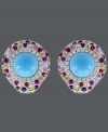 The style this season is all about color! Reinvent yourself with this vibrant earring style from Carlo Viani. Crafted in 14k white gold, stud earrings feature turquoise center stones (7 mm) surrounded by multicolored sapphires (1-7/8 ct. t.w.) and white sapphires (1/4 ct. t.w.). Approximate diameter: 3/4 inch.