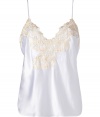 Sexy white and ivory short cami top - Turn up the heat in the boudoir with this lovely silk-blend cami- Flattering slim straps and adorable lace detail - Perfect under a blouse or on its own