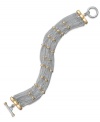 Classic yet cool. This wear-anywhere bracelet from Lauren by Ralph Lauren is ideal for the workplace or weekend with shiny silver tone chains and 14k gold-plated accents. Approximate length: 7-3/4 inches.