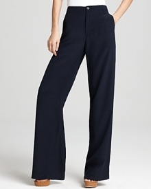 These Vince pants boast the season's trend-right wide-leg silhouette for polished office to off hours style, elevating your every day from simple to sublime. These Vince pants boast the season's trend-right wide-leg silhouette for polished office to off hours style, elevating your every day from simple to sublime.