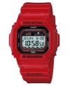 Rockin' red and shock-resistance to spare. This G-Shock watch features a red resin strap and case. Digital dial features tide graph, world time and auto EL backlight. Water resistant to 200 meters. One-year limited warranty.