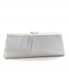 An elegant pleated satin clutch from Jessica McClintock that's perfect for all of your formal affairs.