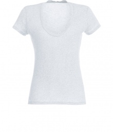 Stylish t-shirt in fine, pure white cotton - Soft yet durable material feels great against the skin - A genius basic from cult LA label James Perse - Feminine silhouette is slightly fitted and tapers gently at waist - Short sleeves and flattering, deep v-neck with wide piping - A versatile go-to ideal for everyday - Wear solo or layer beneath a cardigan or blazer and pair with jeans, chinos or shorts