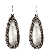 Sophisticated grey sprig tear earrings - These glamorous earrings are an ultra-chic addition to any outfit - Grey Lucite teardrop charm encased in gunmetal - Made by famous jewelry genius and celeb favorite Alexis Bittar