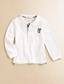 Pure and simple, a classic polo with long sleeves and the little knight appliqué in airy pique.Ribbed polo collarLong sleeves with ribbed cuffsButton placket with woven check trimAppliqué logo at chestSplit hemCottonMachine washImported Please note: Number of buttons may vary depending on size ordered. 