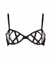 Sultry and exquisitely sexy with its black silk cage cups, Kiki de Montparnasses underwire bra makes for a seriously saucy statement - Adjustable straps, cage-effect with cut-out cups, adjustable back hook closures - Wear with the matching panties for red hot heat