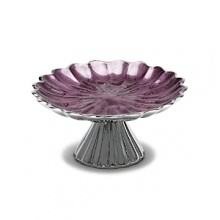 Hand made in sand-cast aluminum with our trademark blend of enamel infused with crushed mother of pearl. Artfully scalloped cake plate modeled after Peony flower petals. Stack with other cake stands or use alone for cupcakes, cheese balls or as a candle stand. Hand made in sand-cast aluminum with our trademark blend of enamel infused with crushed mother of pearl. Artfully scalloped cake plate modeled after Peony flower petals. Stack with other cake stands or use alone for cupcakes, cheese balls or as a candle stand.