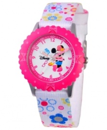 Pretty polka dots and bows! Help your kids stay on time with this fun Time Teacher watch from Disney. Featuring iconic character Minnie Mouse, the hour and minute hands are clearly labeled for easy reading. Pretty polka dots and bows! Help your kids stay on time with this fun Time Teacher watch from Disney. Featuring iconic character Minnie Mouse, the hour and minute hands are clearly labeled for easy reading.