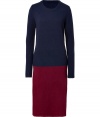 With its cool colorblocking and easy slim shape, Marc by Marc Jacobs two-tone dress is destined to be your everyday business essential as the new season settles in - Rounded neckline, long sleeves, ribbed trim - Long lean fit, mid-length - Team with sleek pumps and a streamlined carryall tote