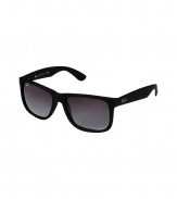Inspired by the iconic Wayfarer frame, these ultra-cool rubberized sunglasses from Ray-Ban guarantee a fun, bold edge to your outfit - Durable rubberized black acetate frames, grey gradient  lenses, signature logo on both temples - Lens filter category 3 - Comes with a color-fade logo-printed semi-hard carrying case