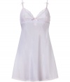 Sweet and sexy camisole dress made of a delicate white and rose-colored cotton-silk blend - Designed by supermodel Elle MacPherson - Elegant lace bra, empire waist, bows and slim straps - Loose A-line and mini length - Great basic lingerie piece for any womans closet