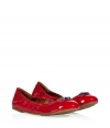 With their radiant shade of red patent leather, Marc by Marc Jacobs flats are a versatile, fun choice for spring - Round toe, front strap with logo engraved metal plaque, elasticized topline - Flat, comfortable rubber sole - Wear with everything from jeans and tees to bright printed dresses