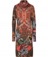 Add chic style to your workweek look with this luxe cashmere-blend printed dress from Etro - Draped turtleneck, long sleeves, fitted silhouette, all-over print, pull-on style - Style with peep-toe heels and a statement satchel