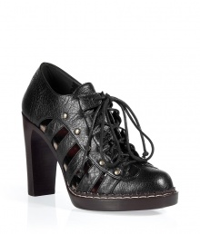 Luxurious black ankle booties - These lace-up booties are versatile for easy styling - Comfortable stacked heel and edgy cutout details -Pair with straight-leg jeans, a sheer blouse, and layered necklaces - Wear with a pencil shirt, cashmere pullover, and a blazer Luxurious black ankle booties - These lace-up booties are versatile for easy styling - Comfortable stacked heel and edgy cutout details -Pair with straight-leg jeans, a sheer blouse, and layered necklaces - Wear with a pencil shirt, cashmere pullover, and a blazer
