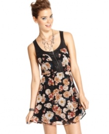 Leave it to Material Girl to wake-up a floral-print dress with urban edge! Faux-suede accents add serious downtown-swagger to this sleeveless number. Rock the frock with bold accessories for a look that rules school. Leave it to Material Girl to wake-up a floral-print dress with urban edge! Faux-suede accents add serious downtown-swagger to this sleeveless number. Rock the frock with bold accessories for a look that rules school.