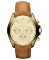 Rich luggage leather and golden tones lend a vintage look to this Bradshaw watch from Michael Kors.