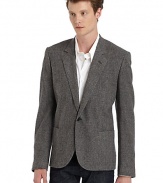 THE LOOKOne-button frontLong sleeves with button cuffsPatch pocketsDual vents in back hemInner welt pocketsTHE FITAbout 27 from shoulder to hemTHE MATERIAL70% wool/28% polyamide/2% elastaneFully linedCARE & ORIGINDry cleanMade in Italy