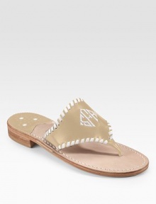 EXCLUSIVELY OURS. Thong-style leather sandals are constructed with Navajo inspiration and contrast whipstitch detail. Heel height, 1 Leather lining Leather/synthetic sole Made in USAFOR PERSONALIZATION Select a quantity, then scroll down and click on PERSONALIZE & ADD TO BAG to choose and preview your personalization options. Please allow 3 to 4 weeks for delivery. EXCLUSIVELY OURS. Thong-style leather sandals are constructed with Navajo inspiration and contrast whipstitch detail. Heel height, 1 Leather lining Leather/synthetic sole Made in USAFOR PERSONALIZATION Select a quantity, then scroll down and click on PERSONALIZE & ADD TO BAG to choose and preview your personalization options. Please allow 3 to 4 weeks for delivery.