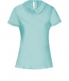 With its sweet round collar and glistening silk-satin, Steffen Schrauts short sleeve top is workweek essential packed with pairing possibilities - Round collar, short sleeves, slit with button closure at nape - Softly tailored fit - Wear with a pencil skirt and heels, or dress down with skinny jeans and your favorite flats