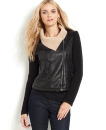 Part jacket, part sweater, this DKNY Jeans look is the perfect lightweight layering piece for fall!