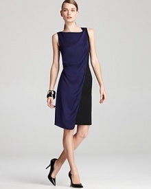 A refreshing approach to your 9-to-5 uniform, this Elie Tahari dress flaunts a draped overlay for artful dimension and sleek color blocking. A refreshing approach to your 9-to-5 uniform, this Elie Tahari dress flaunts a draped overlay for artful dimension and sleek color blocking.