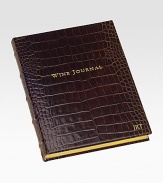 A writing journal for the wine lover, this rich crocodile-embossed Italian calfskin design has 224 lined pages with thumb tabs for France, Italy, USA, Germany, Australia and more. Gilt-edged, acid-free paper Double-faced, satin ribbon marker Smyth-sewn for strength 7 X 9¼ Made in USAFOR PERSONALIZATION Select a quantity, then scroll down and click on PERSONALIZE & ADD TO BAG to choose and preview your personalization options. Please allow 1 week for delivery.