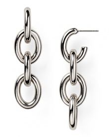 Modern and metallic. This pair of linear link drop earring from T Tahari encapsulates beautifully easy accessorizing. Modern and metallic. This pair of linear link drop earring from T Tahari encapsulates beautifully easy accessorizing.