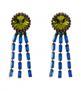 Bring heightened style to your day or night look with these ultra-chic earrings from New York City-based accessory label Dannijo - Drop style, made of stylishly distressed oxidized brass with multicolor Swarovski crystal embellishment - Wear with a classic cocktail dress or an on-trend off-duty ensemble