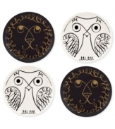 Full of personality, Woodland Park coasters are a fun surprise for any table from kate spade new york. Featuring a black and white glaze with whimsical lion and owl faces.