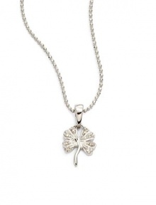 THE LOOKShamrock pendant.06 tcw diamond accents14k white gold settingSpring ring closureTHE MEASUREMENTPendant width, about .25Pendant length, about .5Length, about 15.5ORIGINImported THE LOOKShamrock pendant.06 tcw diamond accents14k white gold settingSpring ring closureTHE MEASUREMENTPendant width, about .25Pendant length, about .5Length, about 15.5ORIGINImported