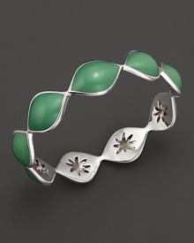 Cool green enamel drops over a carved sterling silver bangle By Elizabeth Showers. Cool green enamel drops over a carved sterling silver bangle By Elizabeth Showers.