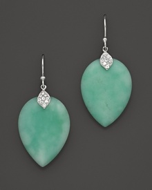 Green chrysophrase leaves sparkle with dew drops of white sapphire. By Elizabeth Showers. Green chrysophrase leaves sparkle with dew drops of white sapphire. By Elizabeth Showers.
